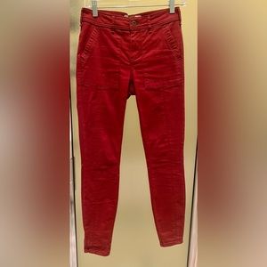 Burgundy skinny utility pants